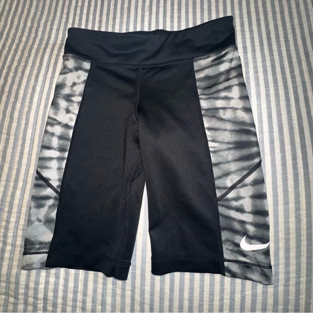Nike Black Shorts with Gray Tie-Dye Side Panels